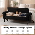 thumbnail image 6 of 60''W Storage Ottoman Bench for King Bed, Corduroy Upholstered Bedroom Bench, Storage Bench with Rolled Arms for Living Room, Storage Room, Entryway, Black, 6 of 10