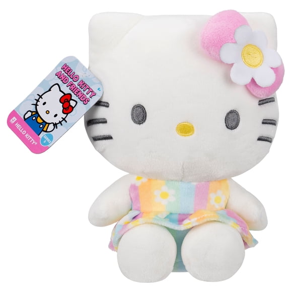 Hello Kitty® and Friends 8" Plush - Pastel Florals: Hello Kitty with Rainbow Pastel Dress