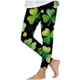 thumbnail image 2 of Avrnliq Girls St. Patrick's Day Green Clover Stretchy Leggings, 95% Polyester 5% Spandex, Size 110-150 for School & Holiday Parades,Size 5 T, 2 of 7