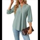thumbnail image 2 of Blusas Informales de Verano para Mujer, con Cuello en V, Corta, Encaje Calado y Bonitas Blusas de Negocios Judías XXL, 2 of 7