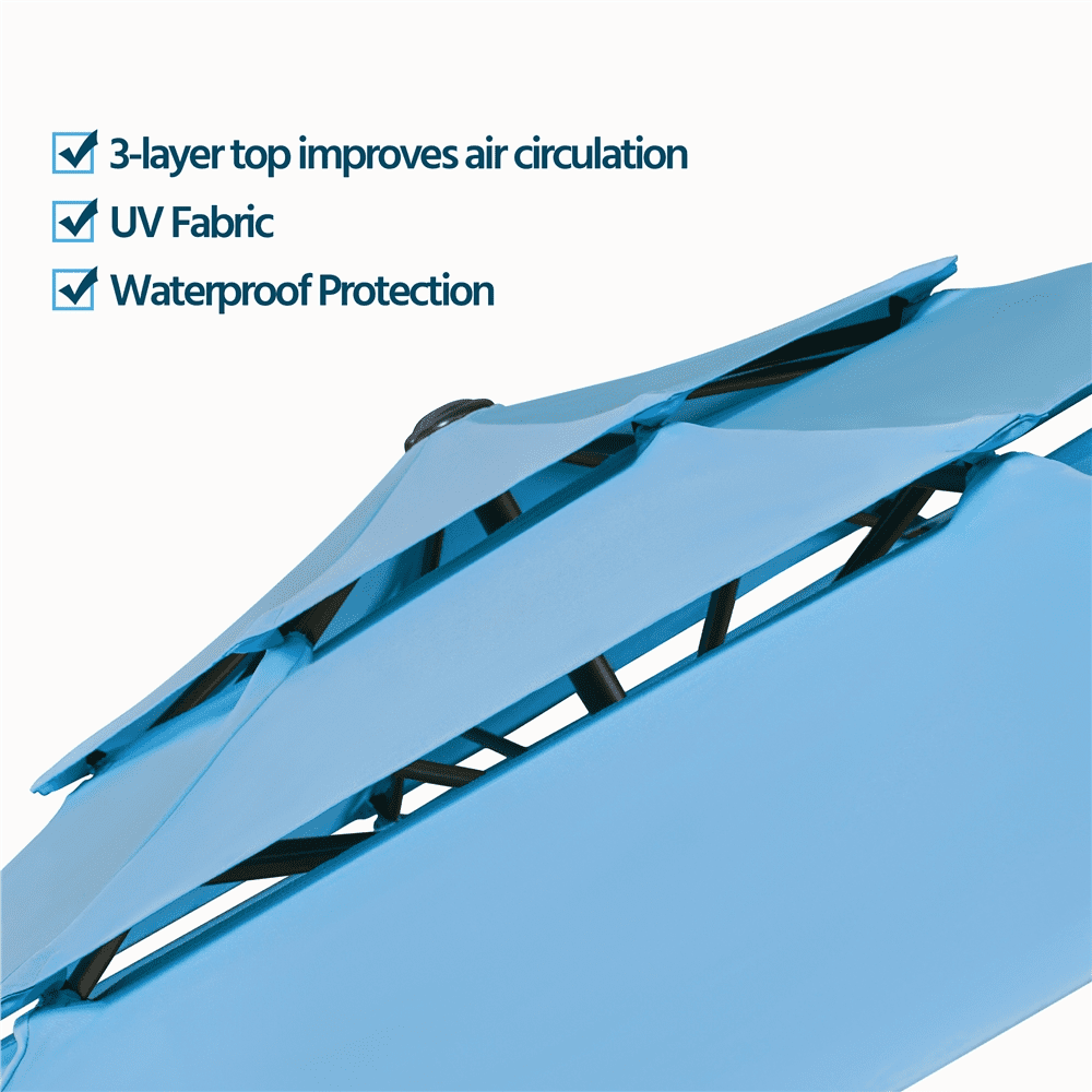 Alden Design 10 ft Patio Umbrella with 30 lb Base Bronze Set, Sky Blue