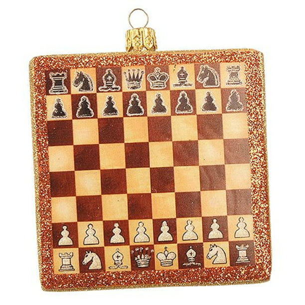 Chess Board Polish Glass Christmas Tree Ornament Sport Game Toy Made in ...