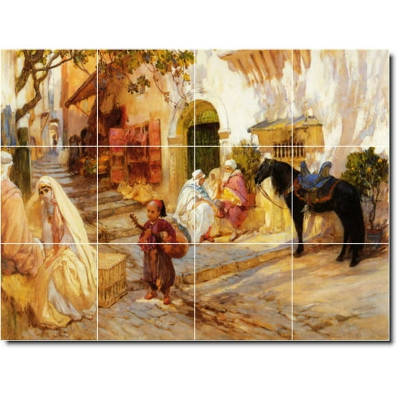 Ceramic Tile Mural-Frederick Bridgman Country Painting 137. 17" w x 12.75" h using (12) 4.25 x 4.25 ceramic tiles