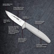 Dexter Russell S151PCP Sani-Safe (15313) Vegetable/Utility Knife, 3-1/2, stain-free, high-carbon steel, textured, polypropylene white handle, Perfect Cutlery Packaging, Made in USA