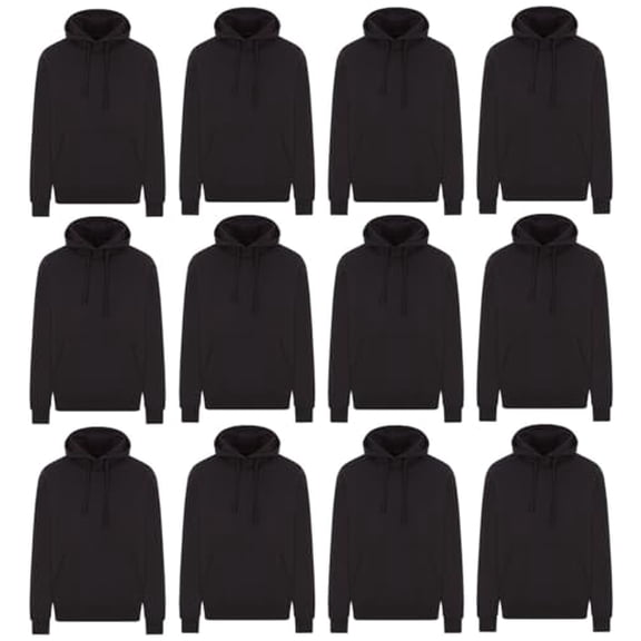 BILLIONHATS Wholesale Hoodie Sweatshirts, Men Womens Unisex Hoodies Cotton Blend, Bulk Adults Sweatshirt, Homeless Donation 12 PACK BLACK SIZE LARGE