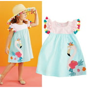 Toddler Kids Girls Flamingo Summer Casual Dress Sundress Clothes 1-6T