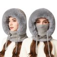 thumbnail image 2 of 3 In 1 Beanie Hat for Women Fall Fashion Women's Hats & Caps Face Mask Fleece Winter Scarves Grey, 2 of 9