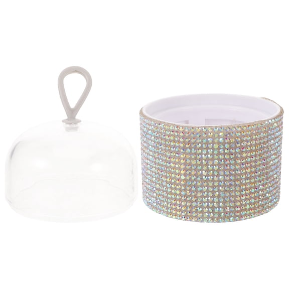 LOLIPPYY Makeup Sponge Storage Box Plated Silver with Transparent Dustproof Cover and Rhinestone Decor