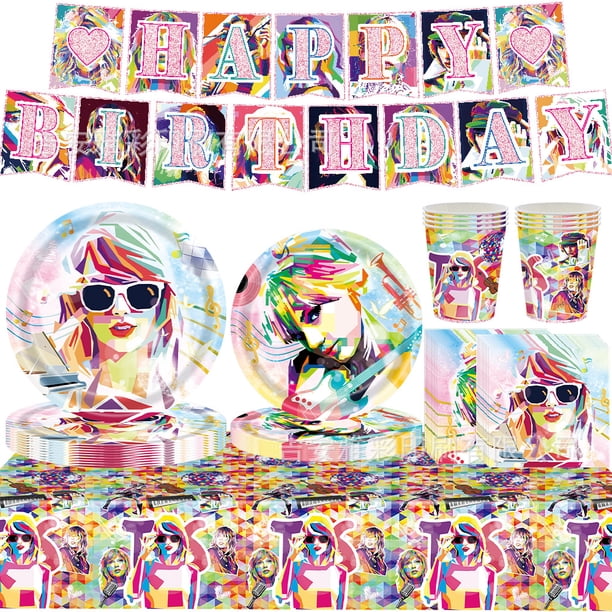 Nuevo juego de vajilla desechable para fiesta de cumpleaños de celebridades, decoración Tay-lors, mantel, plato, taza, Baby Shower, suministros de regalo para fiesta de niña