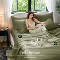 thumbnail image 5 of Sonoro Kate 100% Organic Cooling Bamboo Sheets, King Sheet Set 6-Piece with 16" Deep Pocket, Silky Smooth Luxury Bed Sheets, Sage Green, 5 of 7