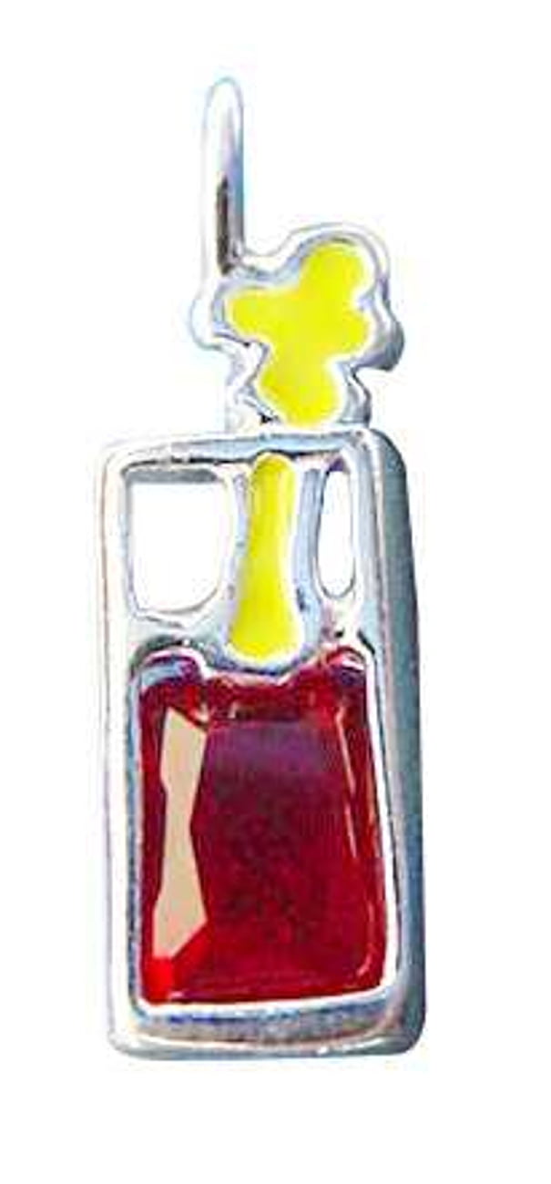 Sterling Silver Womens 1mm Box Chain Tall Glass Red Cubic Zirconia Bloody Mary Pendant Necklace