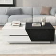 thumbnail image 2 of Modern Extendable Sliding Top Coffee Table with Storage in White&Black, 2 of 5