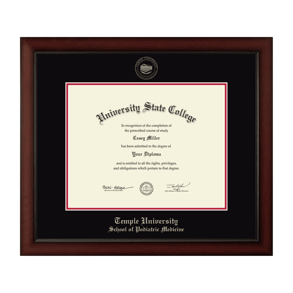 Framerly - Temple Medicine Diploma Frame with Black and Red Mat