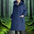 thumbnail image 5 of Godom Women Waterproof Raincoat Long Hooded Windbreaker Trench Jacket Plus Size Zipper Jacket Rain Jackets 2025, 5 of 7