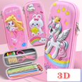 thumbnail image 2 of Estuche de lápices escolares Kawaii 3D para niñas, caja de gran capacidad EVA, impermeable, bonitos útiles escolares, artículos de papelería escolar hola suerte unisex, 2 of 2