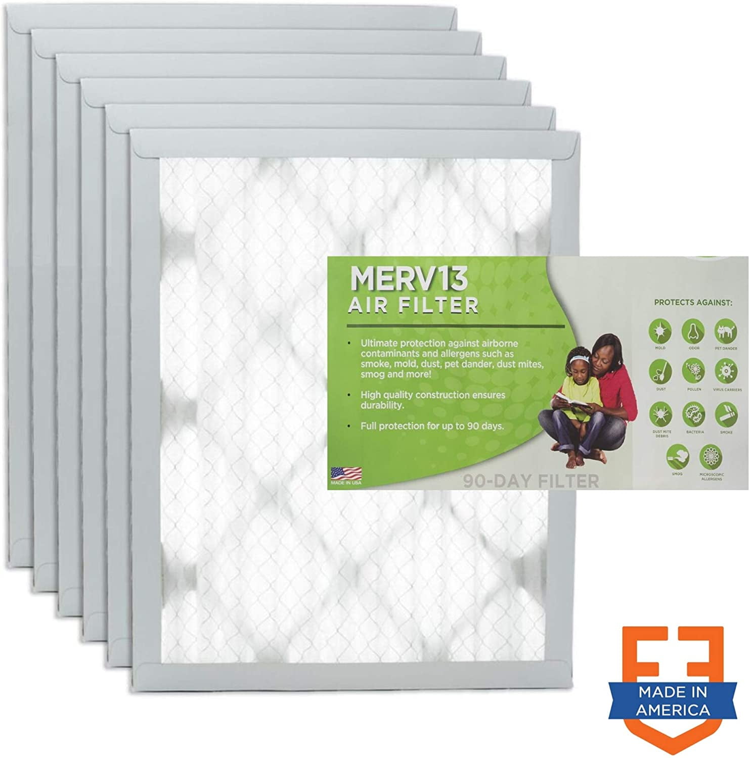 Made in the USA by American Filter Company 12x22x1 Furnace/AC Filter MERV 13 2 Packs 