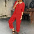 thumbnail image 2 of HBFAGFB Combinaisons pour Femmes Décontractées Amples Habillées Pantalons Larges Rouges Taille g, 2 of 6