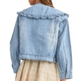 thumbnail image 3 of Women Casual Denim Jacket Long Sleeve Collared Shirt Coat with Pockets, 3 of 5