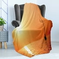 thumbnail image 4 of Sailboat Soft Flannel Fleece Blanket, Lonely Yacht at Sunset Sailing Competition Race Teamwork Marine Vessel Winner, Cozy Plush for Indoor and Outdoor Use, 50" x 70", Orange Yellow, by Ambesonne, 4 of 5