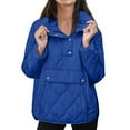 thumbnail image 5 of Lenpel Women's Pullover Puffer Jackets Lightweight Long Sleeve Quarter Zip Solid Quilted Coat Winter Warm Outwear, 5 of 6