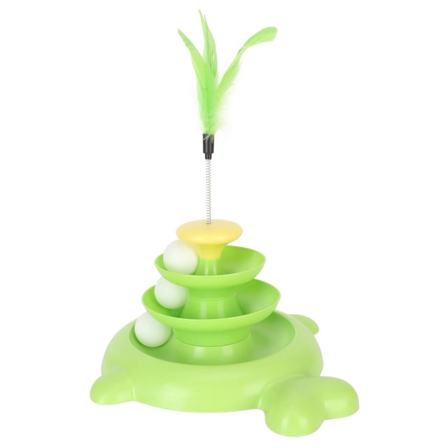 Cat Tower Roller Toys, 3 Towers Pet Track Interactive Toy With Teasing Feather For Kittens Exercise