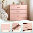 thumbnail image 6 of Ktaxon 3-Drawer Dresser Pink with Metal Handles Bedside Night Stand Bedroom, Pink, 6 of 11