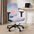 thumbnail image 3 of SCRAWLGOD Starlight Pink Violet Blue Set of 2 Comfortable Office Chair Covers Stretch Breathable Computer Chair Cover Easy to Install Dustproof Desk Rotating Chair Slipcovers, 3 of 7
