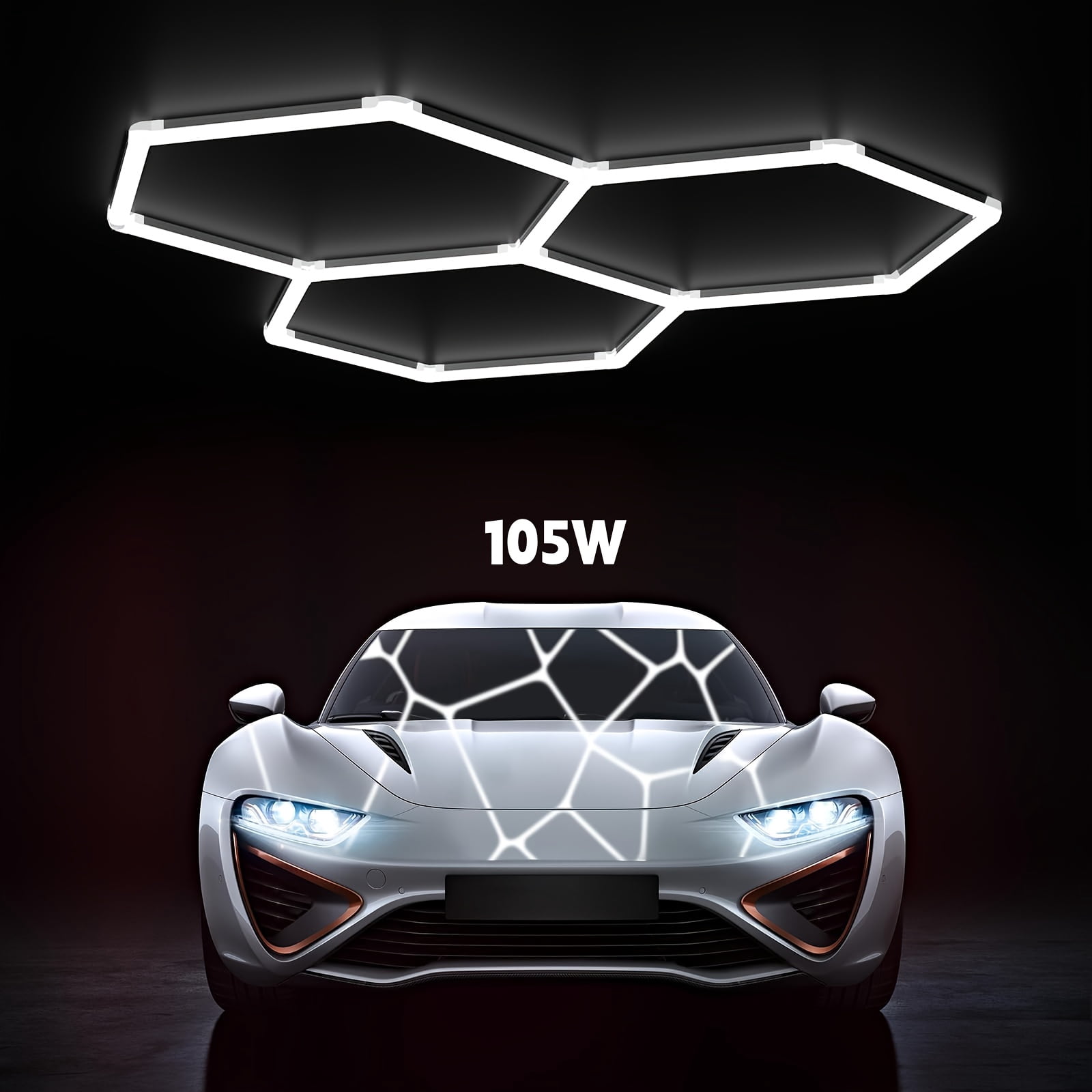 Fanruina 25-Pack LED Hexagon Garage Lights, 168W high-power large panel, 6500K daylight white, super bright illumination, durable upgraded design