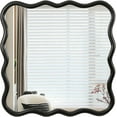 thumbnail image 6 of Wavy Wall Mirror 36"x36" Square Modern Solid Wood Frame Bathroom Vanity Mirror Living Room Decor Mirror for Bedroom Cloakroom Entryway, Black, 6 of 9