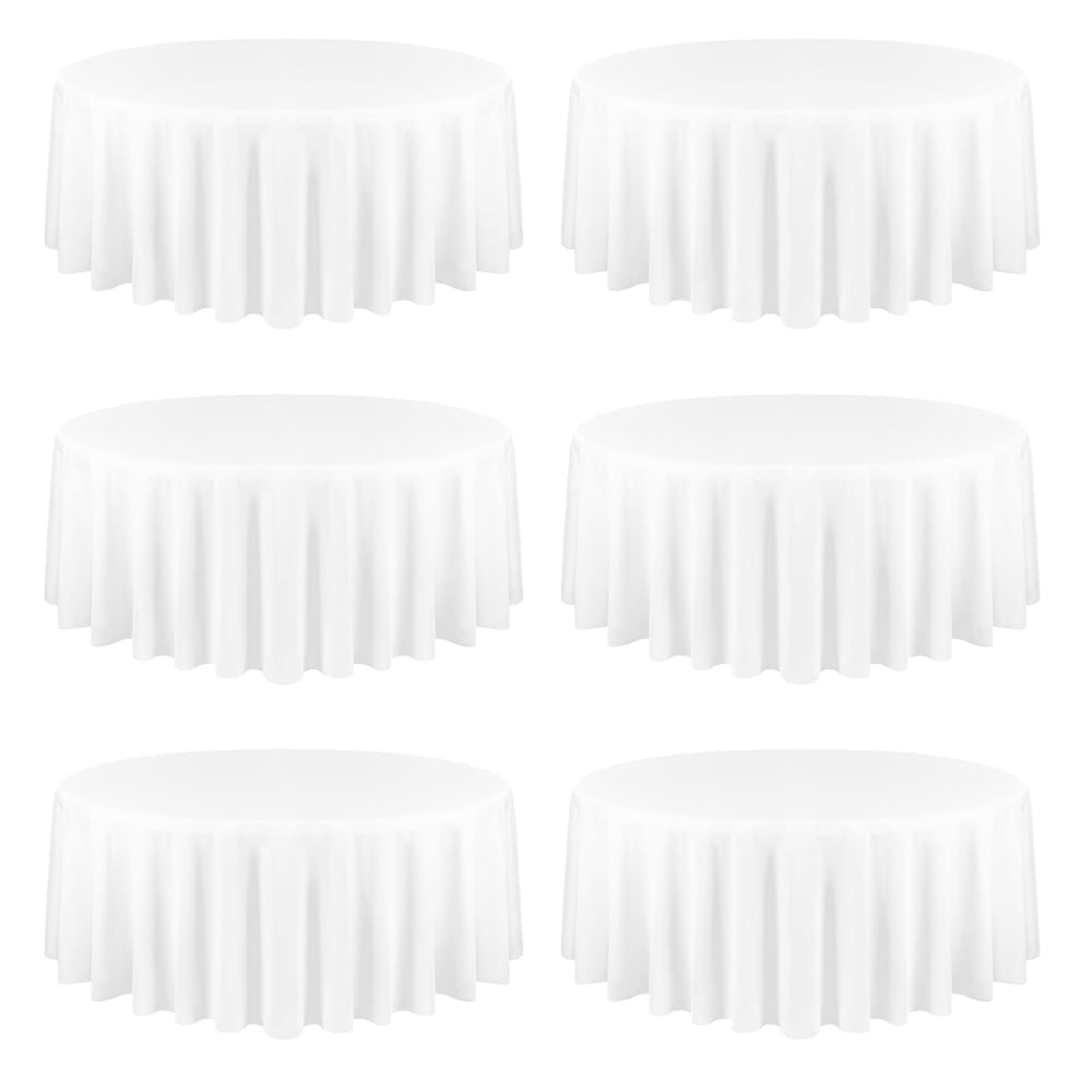 Pesonlook 6 Pack Round Tablecloth White Table Cloths 120 Inch Polyester