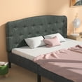 thumbnail image 3 of Costway Full Size Upholstered Headboard Only Adjust Button Tufted Faux Linen Dark Grey, 3 of 11