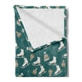 thumbnail image 2 of Skater Soft Flannel Fleece Blanket, Winter Sports Ice Skating Objects and a Took Noel Hockey Hobby Theme, Cozy Plush for Indoor and Outdoor Use, 70" x 90", Pale Brown White and Teal, by Ambesonne, 2 of 5