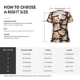 thumbnail image 4 of Goofa Rose Flowers Pattern Womens Deep V Neck Low Cut Tops Casual Summer Short Sleeve Ribbed Knit T-Shirts-Small, 4 of 5