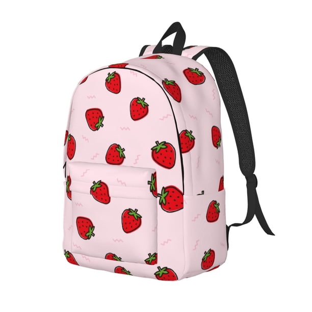 Disketp Strawberry Mochila de Lona Estampada, Mochila Escolar de Viaje Ligera para Estudiantes y Portátil-Medium
