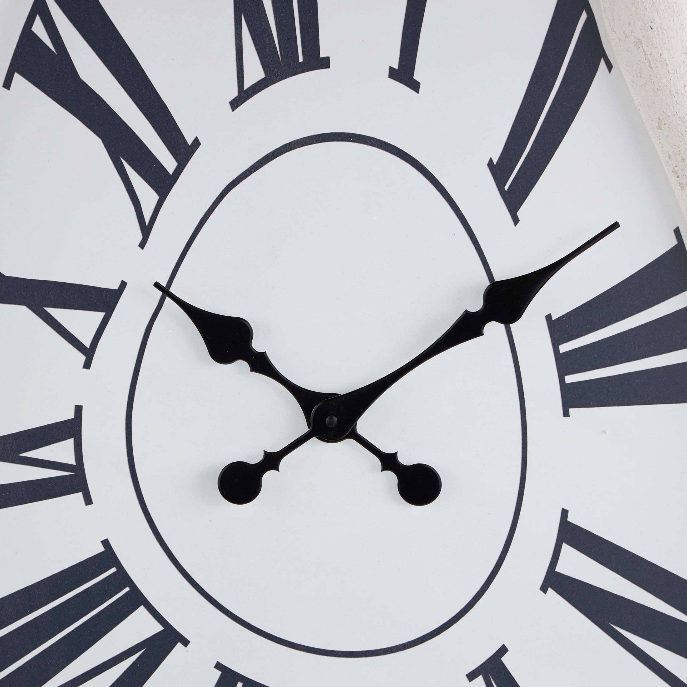 DecMode 23" White Wooden Abstract Wavy Wall Clock with Roman Numerals