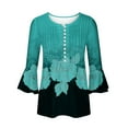 thumbnail image 4 of T-Shirt à Manches Courtes Imprimé Floral Top Dames Bleu L, 4 of 5