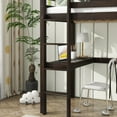 thumbnail image 4 of Twin High Loft Bed, Rubber Wood Loft Bed with Safety Guardrail, built-in desk, ladder,Espresso, 4 of 9