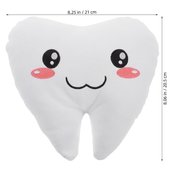 MERRYHAPY White Plush Tooth Pillow Soft Cute Tooth Holder Cushion for Office Back Support and Home Decoration