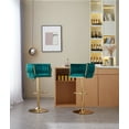 thumbnail image 6 of Tzicr Velvet Bar Stools Set of 2, Luxury Upholstered Bar Chairs with Woven Back & Footrest, Adjustable Counter Height Bar Chairs for Cafe, Pub, Bar Counter (Green), 6 of 8