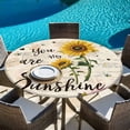 thumbnail image 6 of Sunflowers Round Tablecloth, Fitted Table Cover with Elastic for 45"-54" Round Tables, Farmhouse Retro Botanical Floral Bee Love Heart Table Cloth Outdoor Indoor Dinning Party Waterproof Tablecloths, 6 of 7