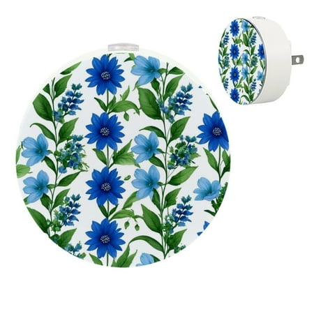 

YZUOUZY Night Lights Plug into Wall Night Lights Small Lamps Set of 2 Gentle Blue Wildflowers Leaves