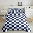 thumbnail image 2 of Erosebridal Navy Checkered Bedding Set White Dark Blue Buffalo Plaid Grid Comforter Set Twin,Checkerboard Quilt Set Mengeometrical Gingham Duvet Set Modern Room Decor, 2 of 8