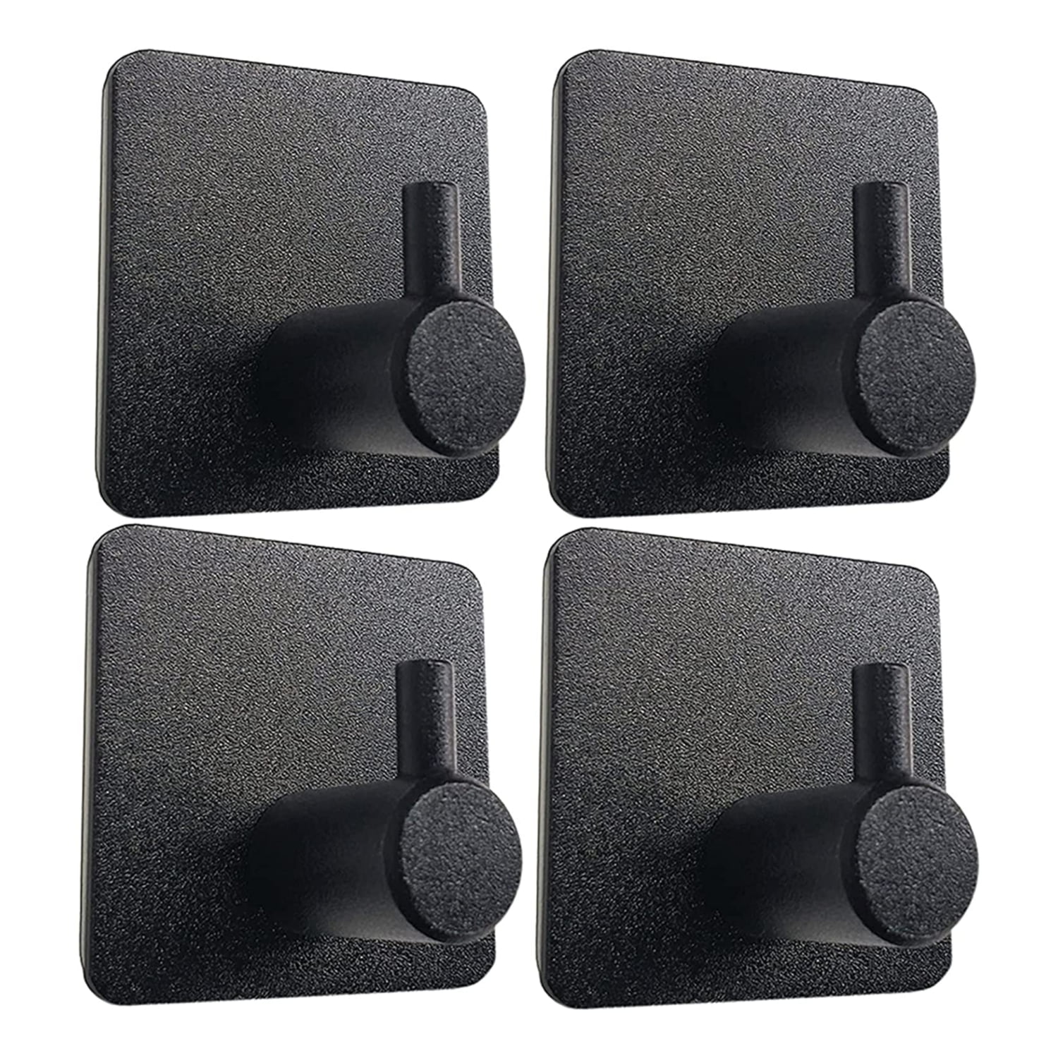 NIERBO Black Adhesive Hooks 4 Packs, Sticky Towel Hooks Wall Mounted