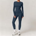 thumbnail image 3 of Ensemble de Yoga pour Femmes, Mode Décontractée Couleur Unie Manches Longues Col Rond Ajusté, Pantalons pour Femmes, 3 of 7