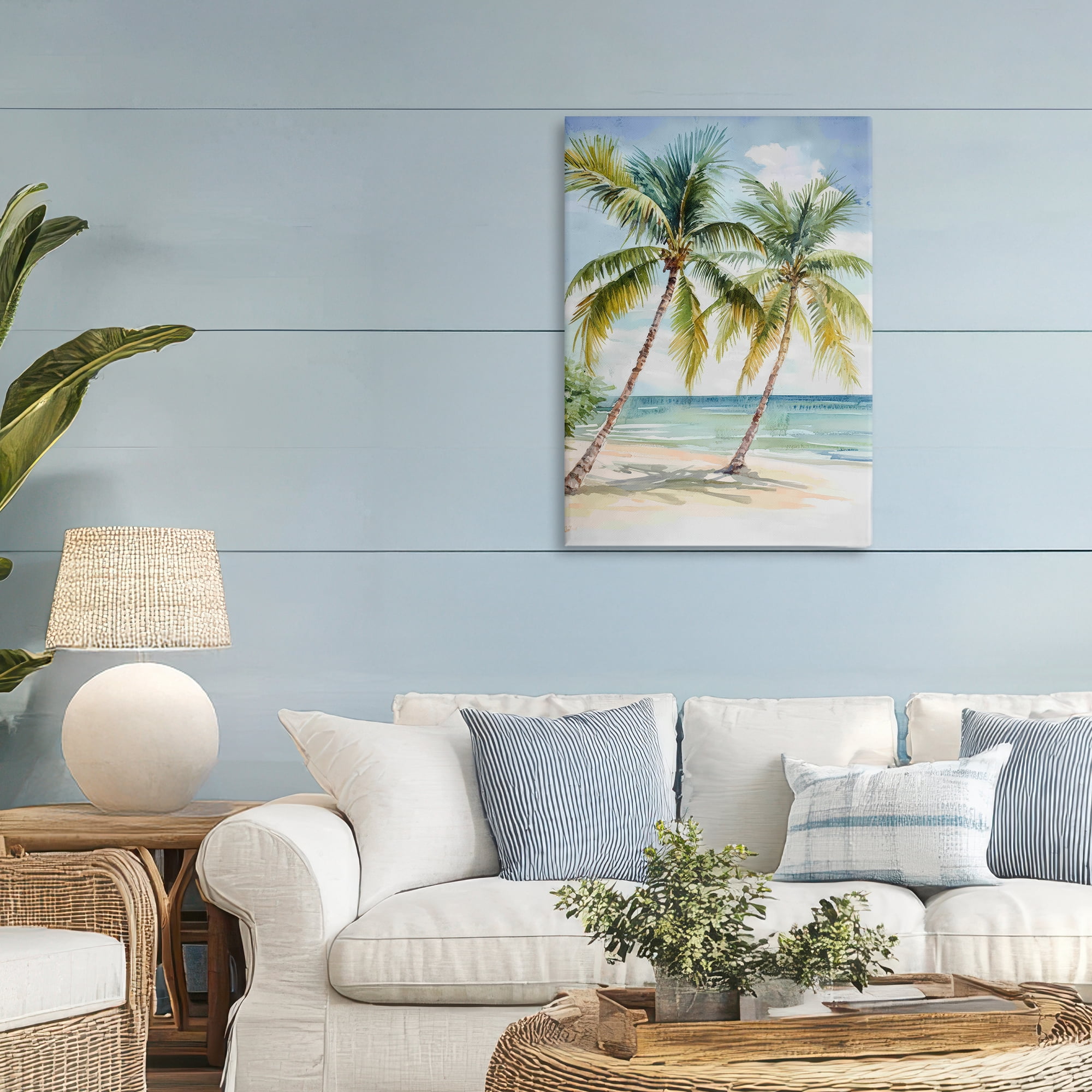 Stupell Industries Shady Palm Beach Escape Canvas Wall Art, design by Petal Prints Design