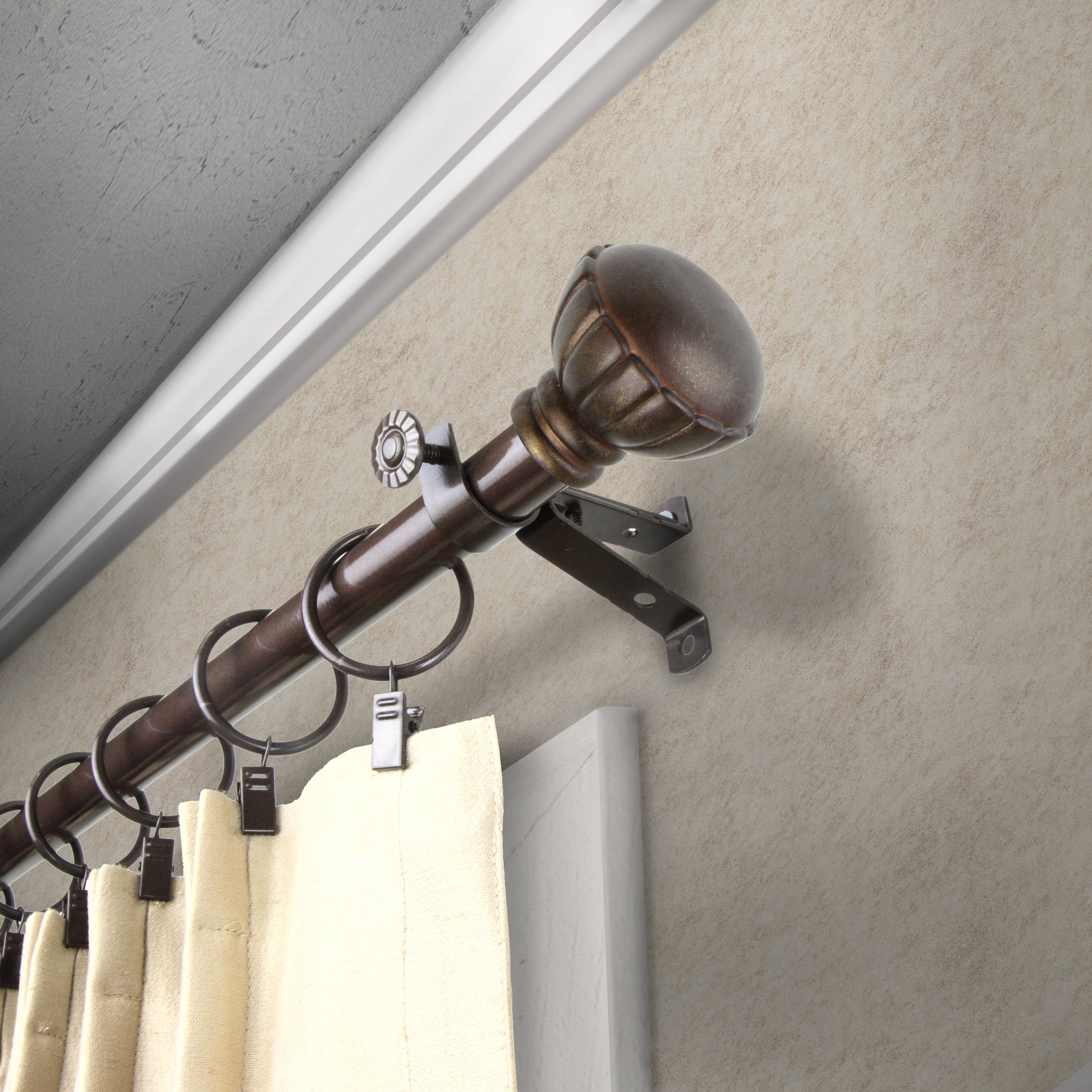 Faron 13/16" Bay Window curtain rod 20"-36", 38"-72" - Cocoa
