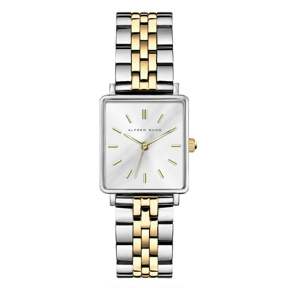 Alfred Sung Ladies Harmony Gold Two-Tone Sunray Dial Link Watch