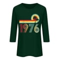 thumbnail image 3 of Uootdi Hauts pour Femmes Manches 3/4 Col Rond Imprimé Arc-en-Ciel Rétro 1976 Coupe Décontractée T-Shirts Nostalgiques d'Été Cadeau, 3 of 4
