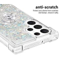 thumbnail image 4 of Phone Case for Samsung Galaxy S23 Ultra, Shockproof Clear Quicksand Glitter Flowing Liquid with Bling Diamond Ring Stand,Cute Women Girls Case for Galaxy S23 Ultra 6.8'' LS - Silver, 4 of 14