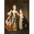 thumbnail image 2 of Belle, Alexis-Simon 14x18 Black Ornate Wood Framed with Double Matting Museum Art Print Titled - Portrait of Two Young Girls, 2 of 4